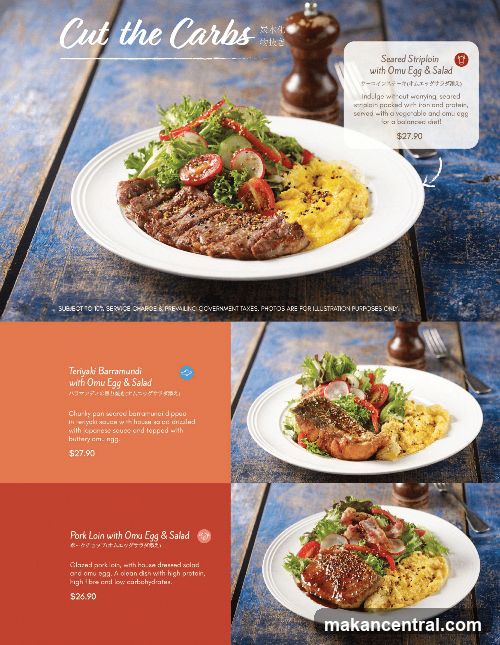 Cut the Carbs Menu