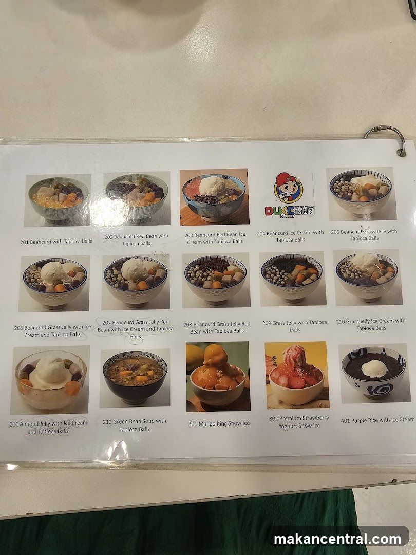 Dessert Menu