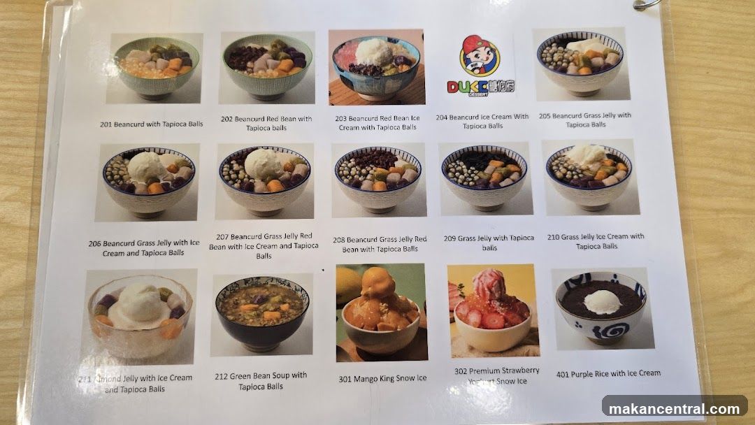 Dessert Menu