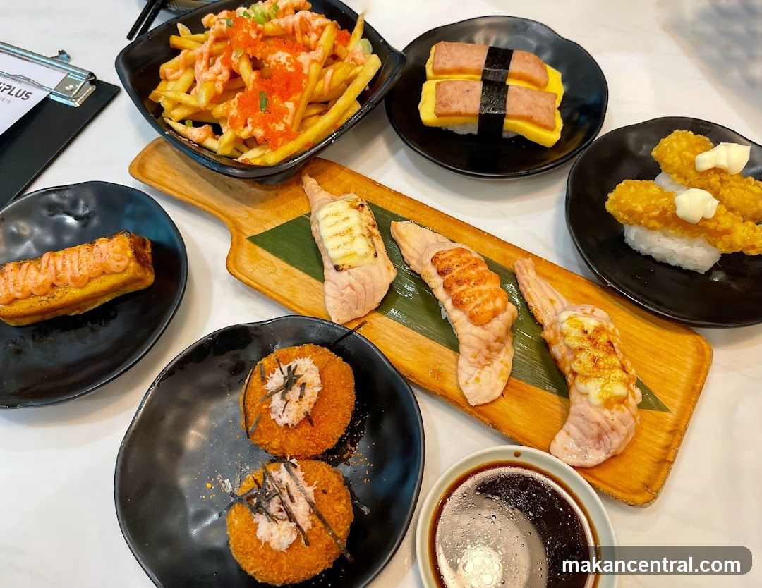 Assortment of Sushi and Fries