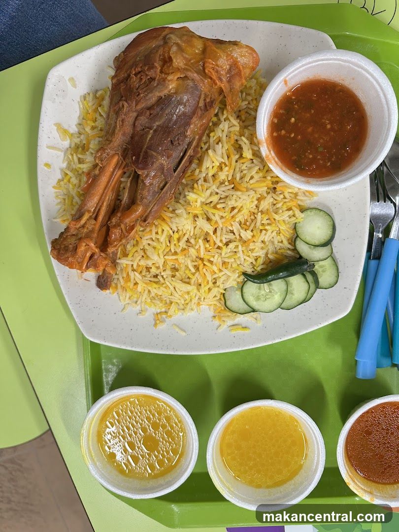 Lamb Shank with Rice and Sauces