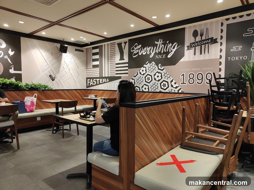 Restaurant Interior with Social Distancing Markers