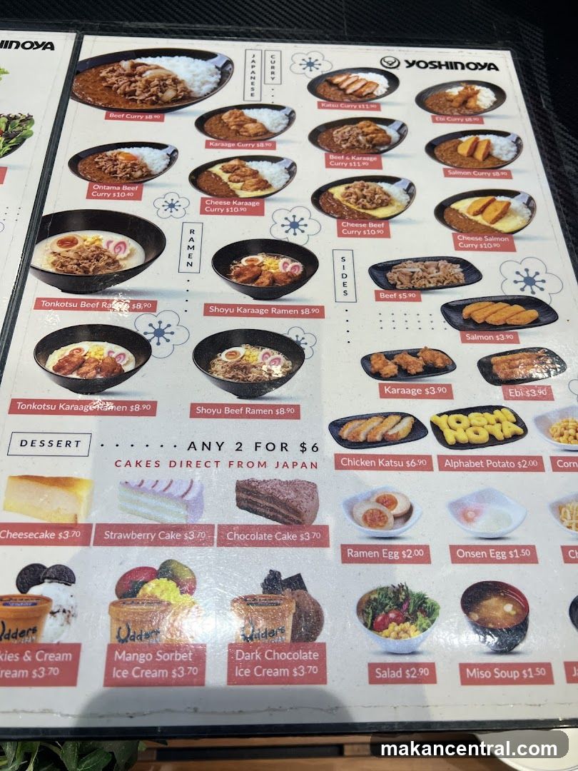 Yoshinoya Menu