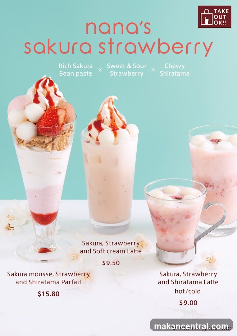 Nana's Sakura Strawberry Drinks and Parfait