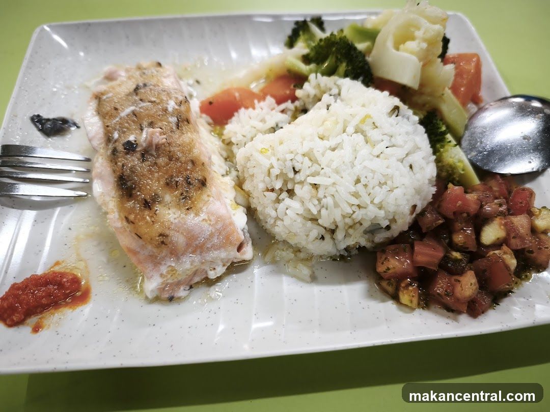 Salmon with Rice and Vegetables