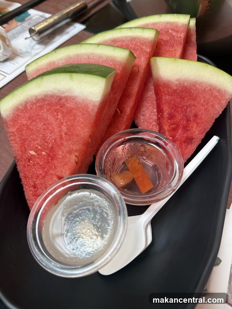 Watermelon Slices with Dipping Sauces