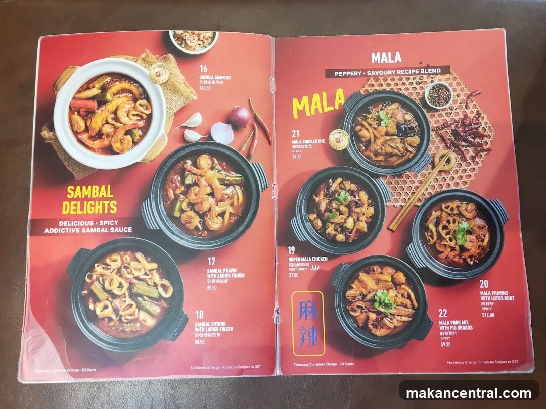 Sambal Delights & Mala Menu