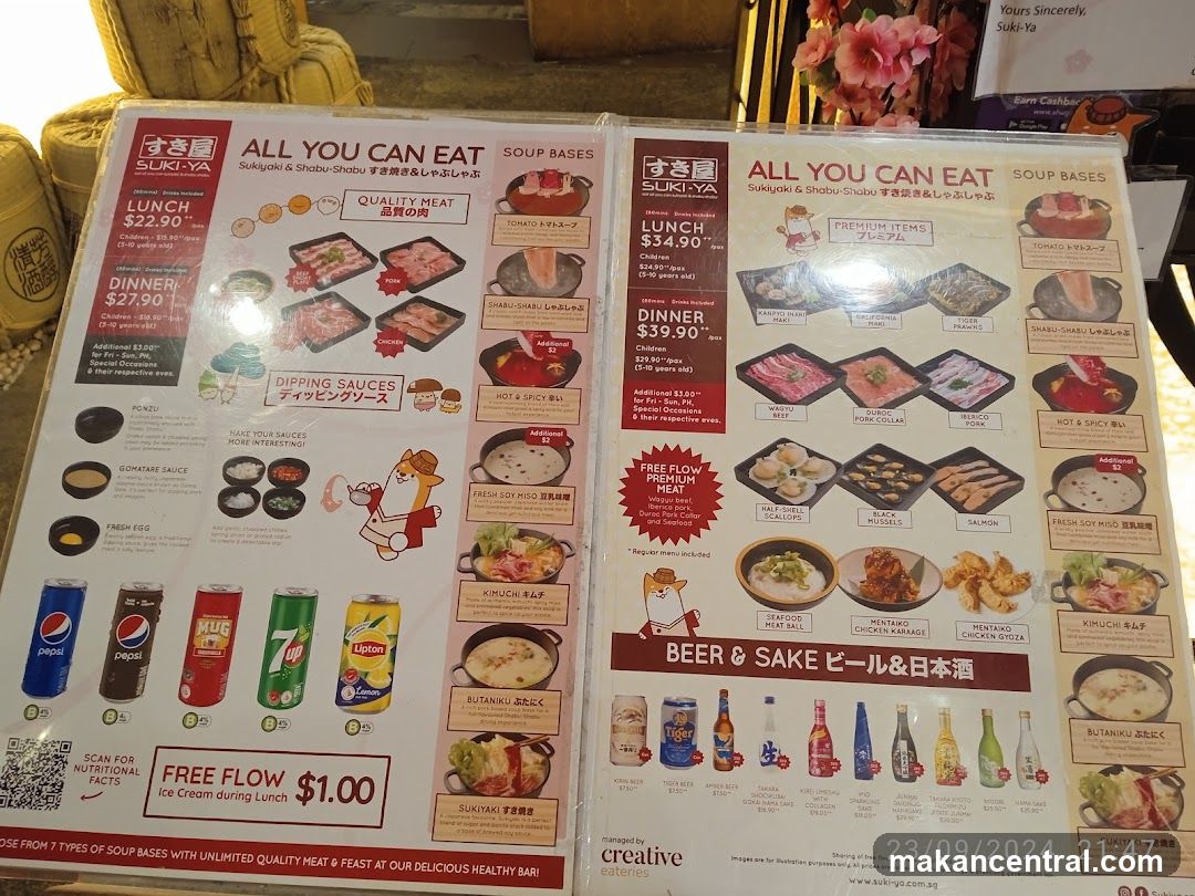 SUKI-YA All You Can Eat Menu