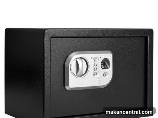 Black Safe with Digital Lock and Fingerprint Scanner