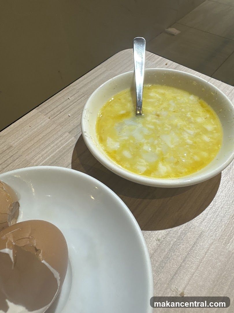 Soft-boiled eggs with broth