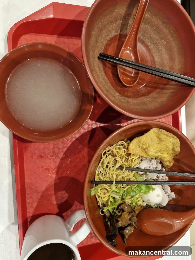 Noodle Dish with Soup and Coffee