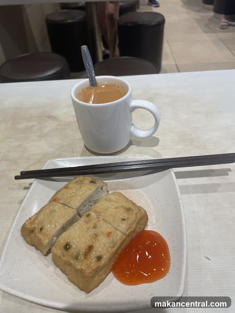 Fried Tofu with Sweet Chili Sauce and Milk Tea