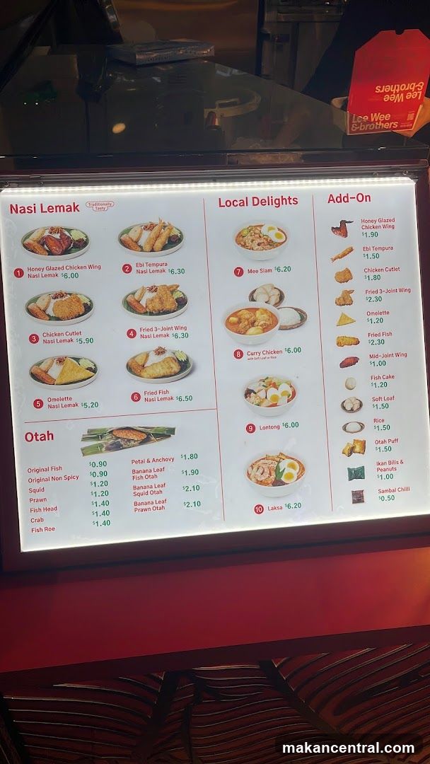 Lee Wee & Brothers Menu