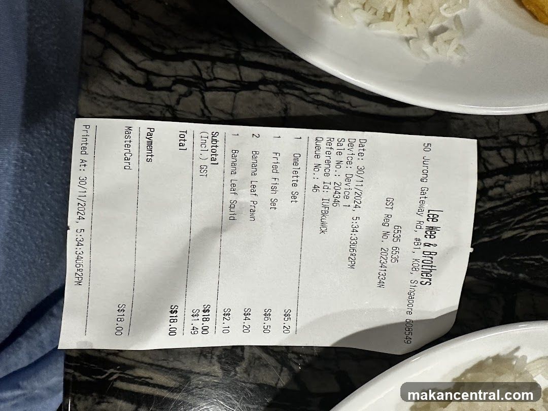 Receipt from Lee Wee & Brothers