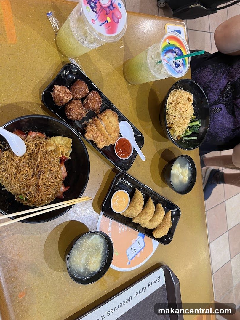 Table with food and drinks