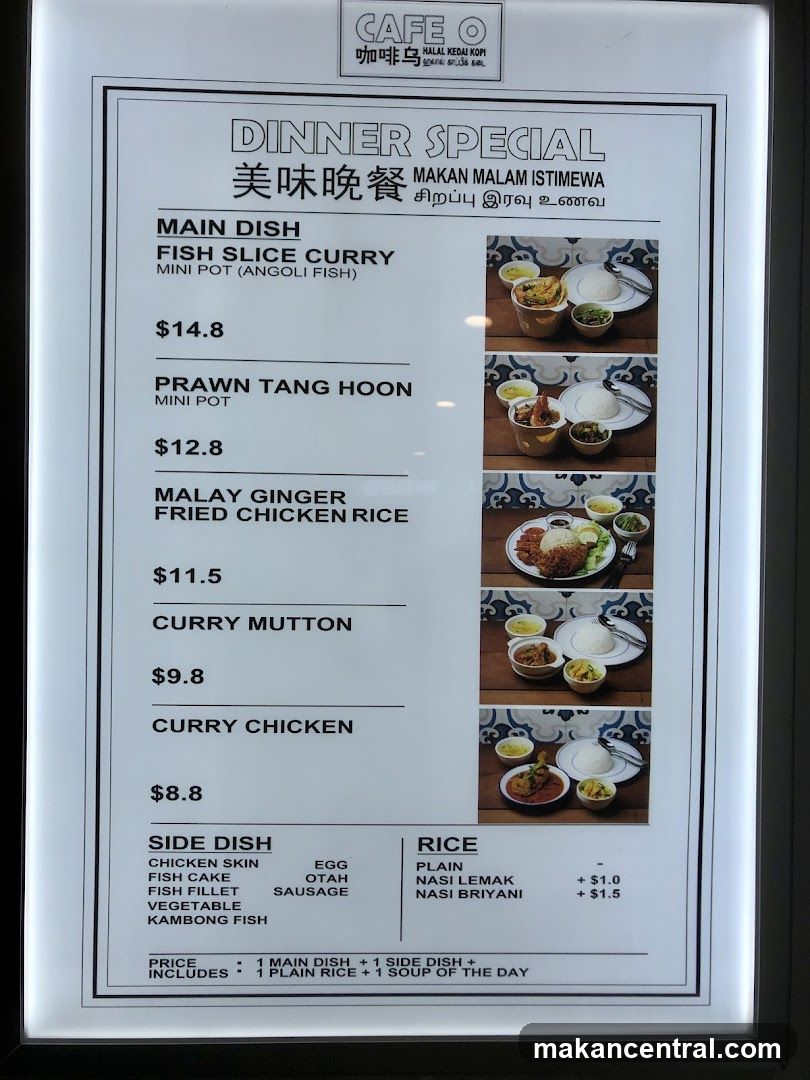 Dinner Special Menu at Cafe O