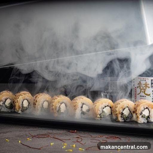 Sushi Display with Smoke
