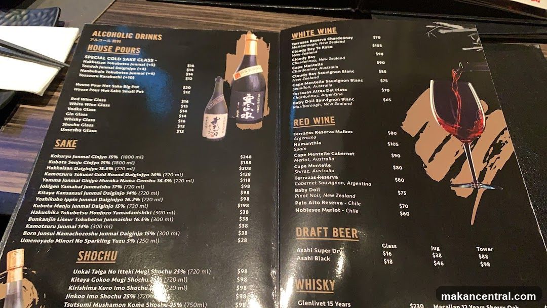 Alcoholic Drinks Menu