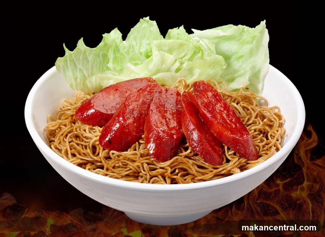 Noodle Dish with Sausage and Lettuce
