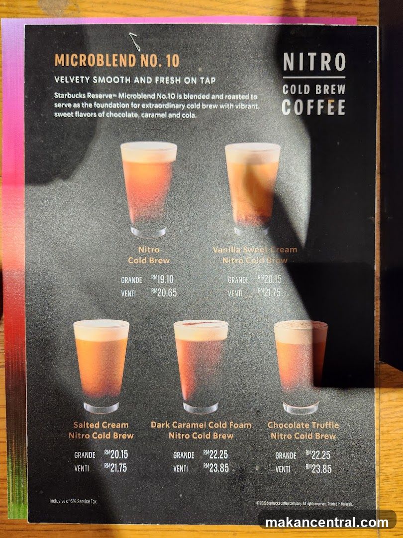 Nitro Cold Brew Coffee Menu