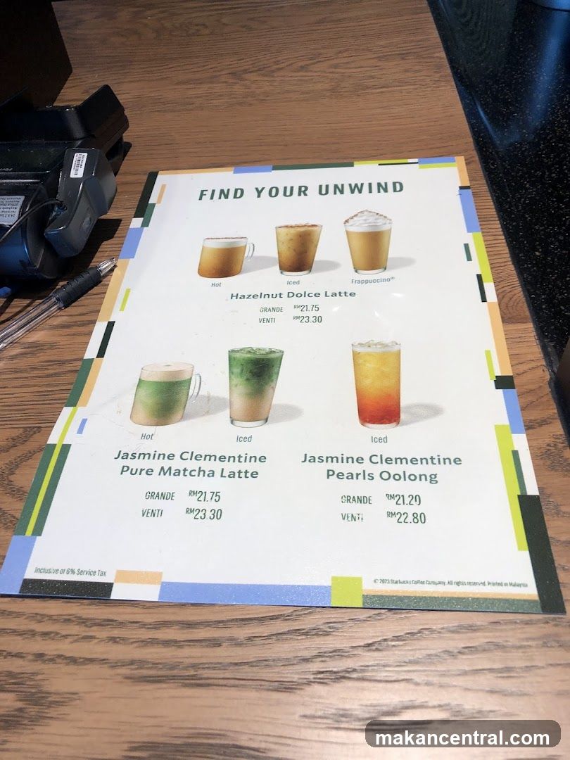 Starbucks Menu - Unwind Collection