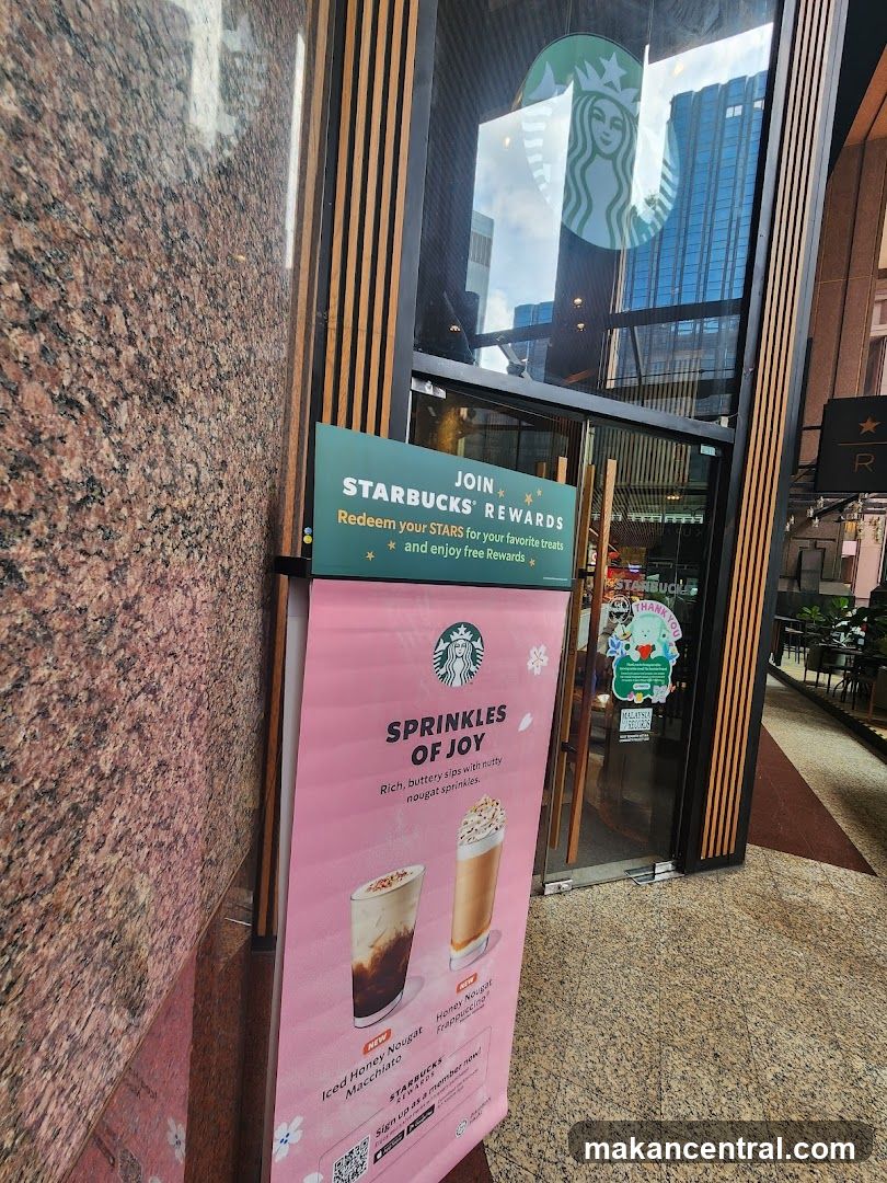 Starbucks promotional display outside storefront