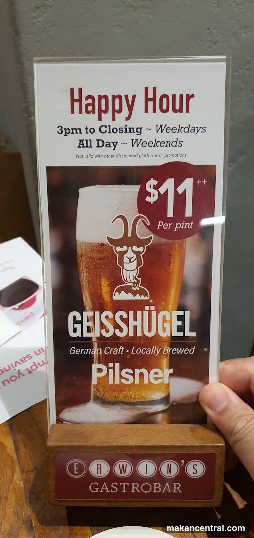 Happy Hour Sign at Erwin's Gastrobar
