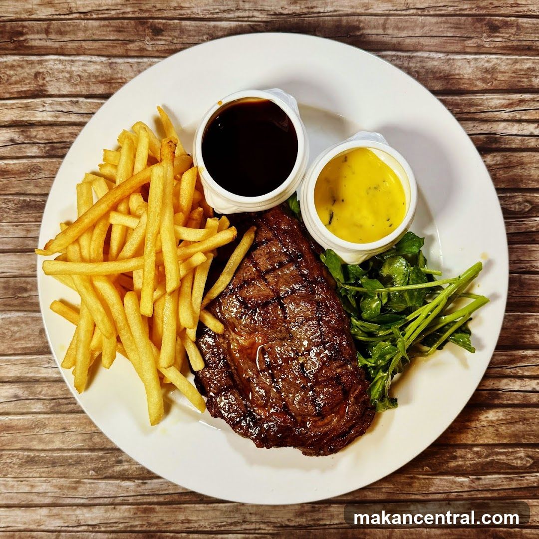 Steak Plate with Fries and Sauces