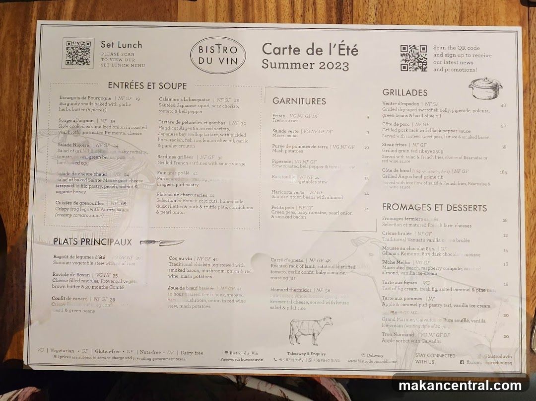 Bistro du Vin Summer 2023 Menu