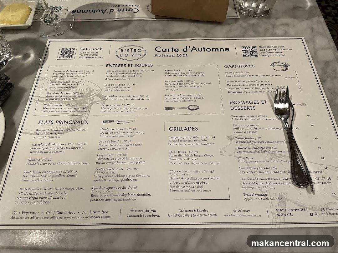 Bistro du Vin - Carte d'Automne Autumn 2021 Set Lunch Menu