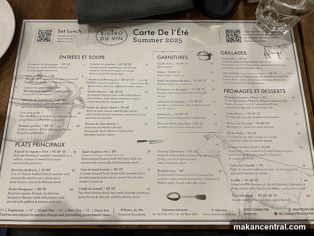 Bistro du Vin Summer 2025 Menu