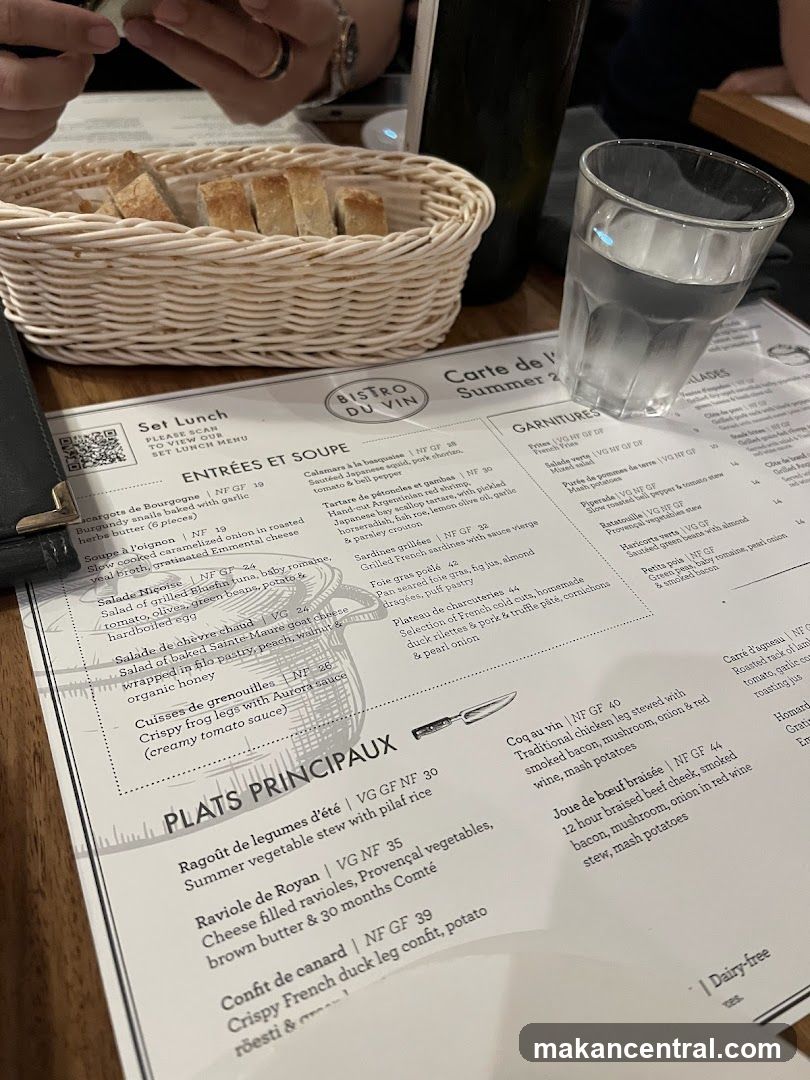Bistro du Vin Menu