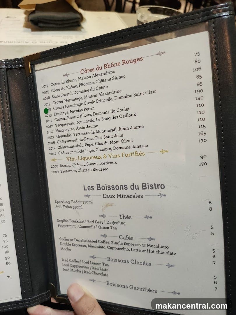 Bistro Menu Section
