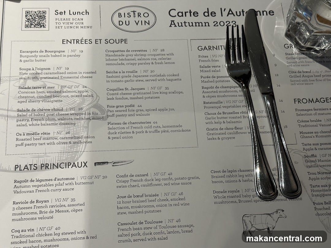 Bistro du Vin - Carte de l'Automne 2023
