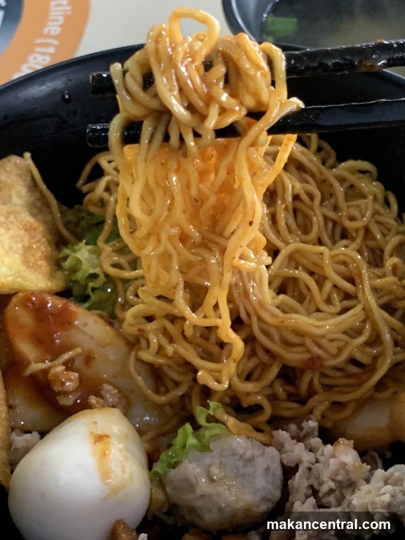 Noodles with toppings