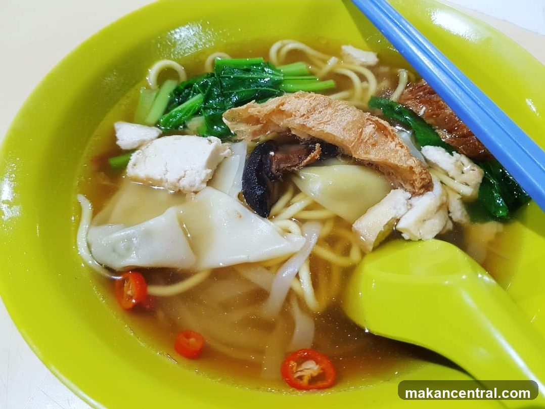 Noodle Soup in Green Bowl