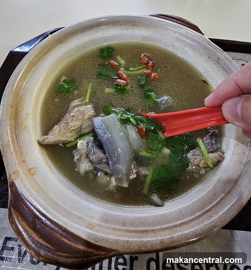 Soup in ceramic bowl