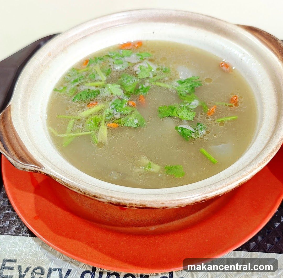 Soup in ceramic bowl