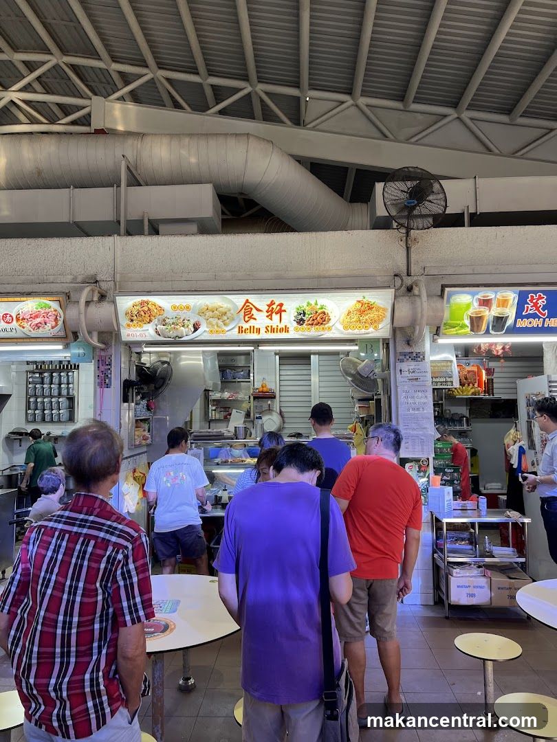 Food court interior with customers and stalls