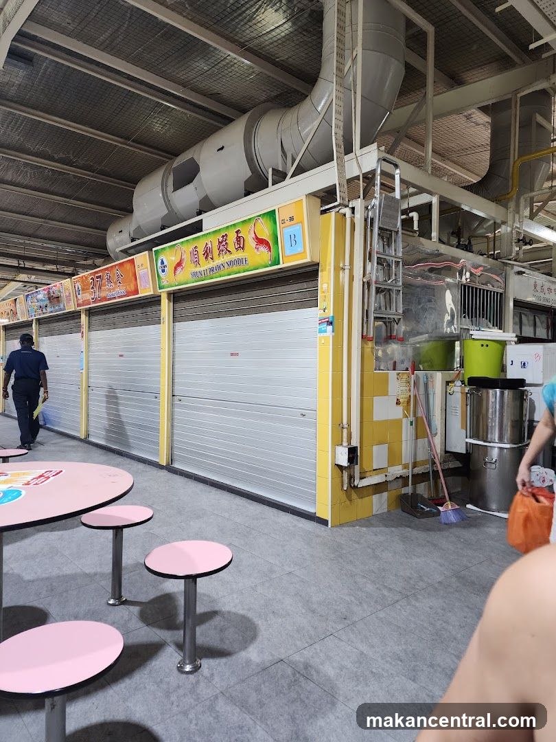 Food court interior with closed shops
