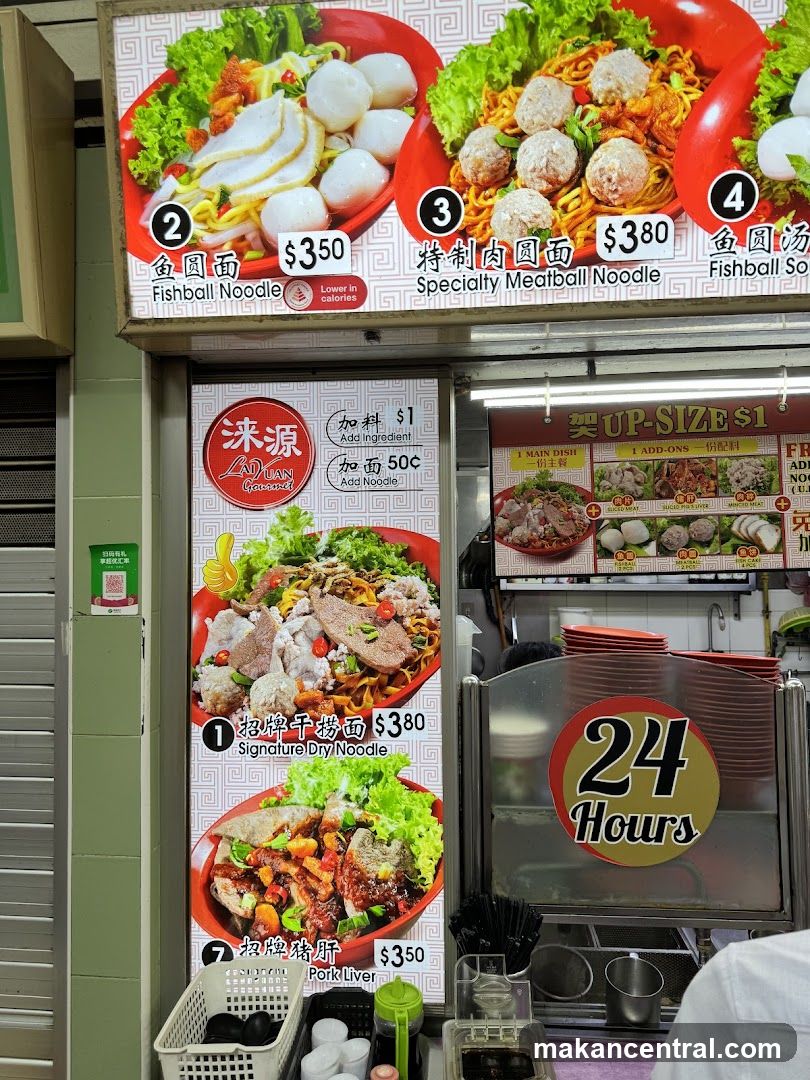 Food stall storefront with menu boards