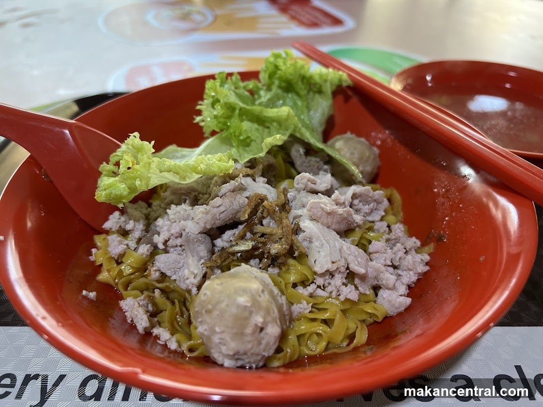 Noodle Dish in Red Bowl