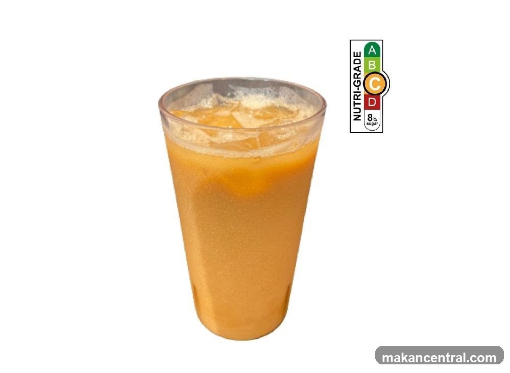 Iced beverage with NutriGrade label