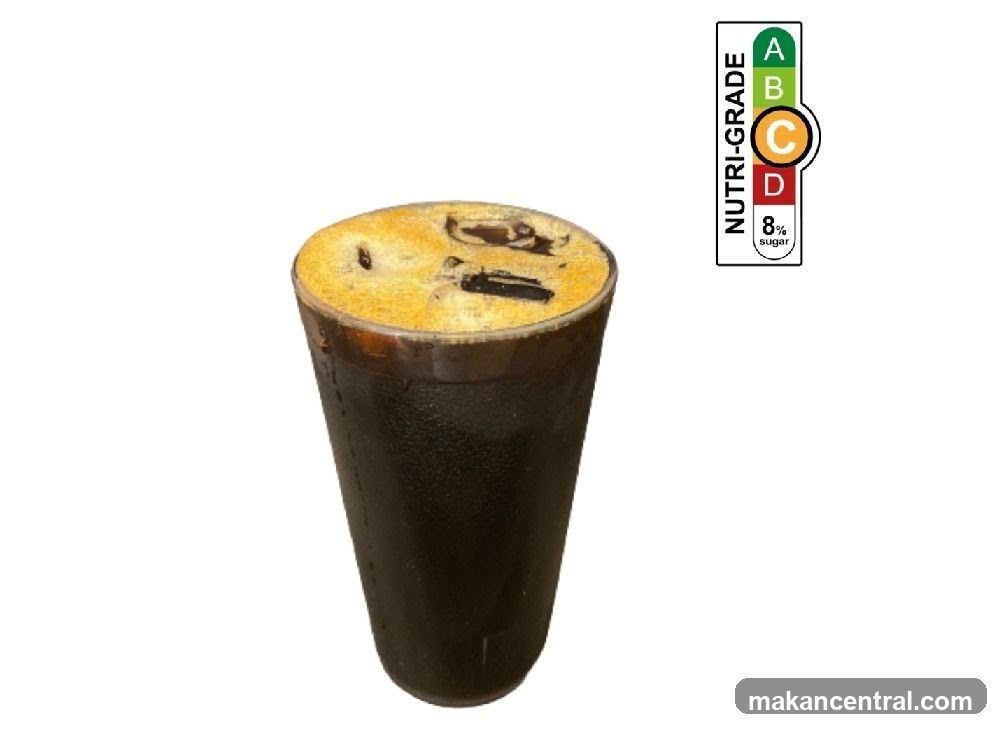 Iced beverage with Nutri-Grade label