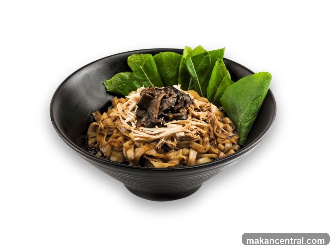 Noodle Dish in Black Bowl