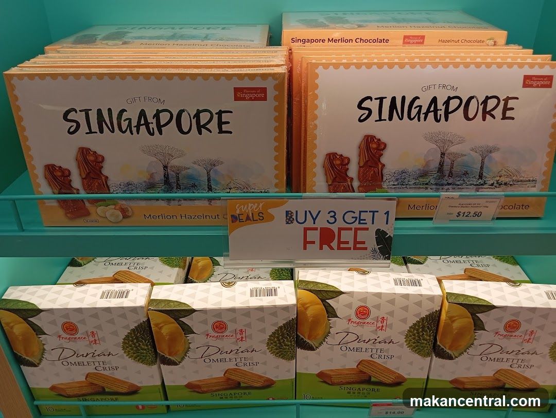 Singapore-themed snacks display