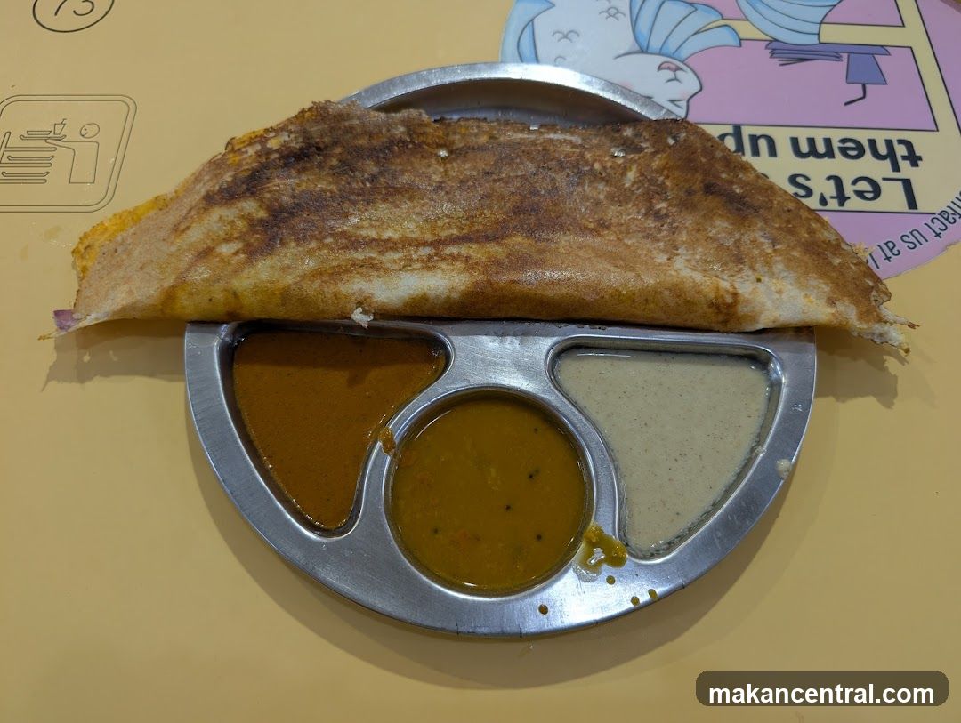 Food served on metal plate