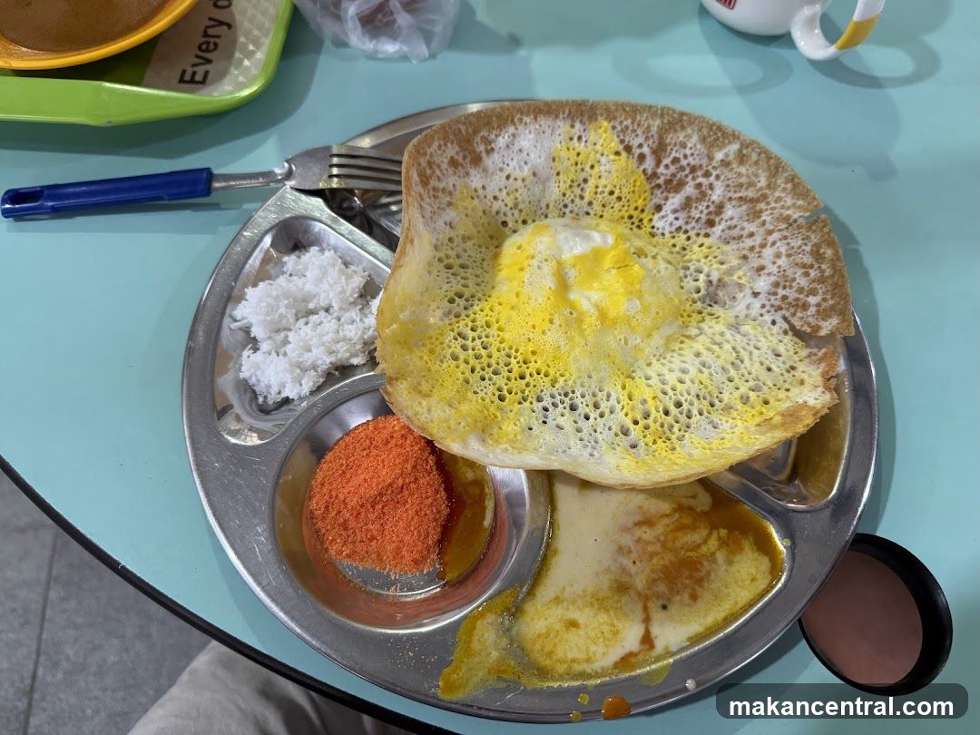 Food served on metal tray