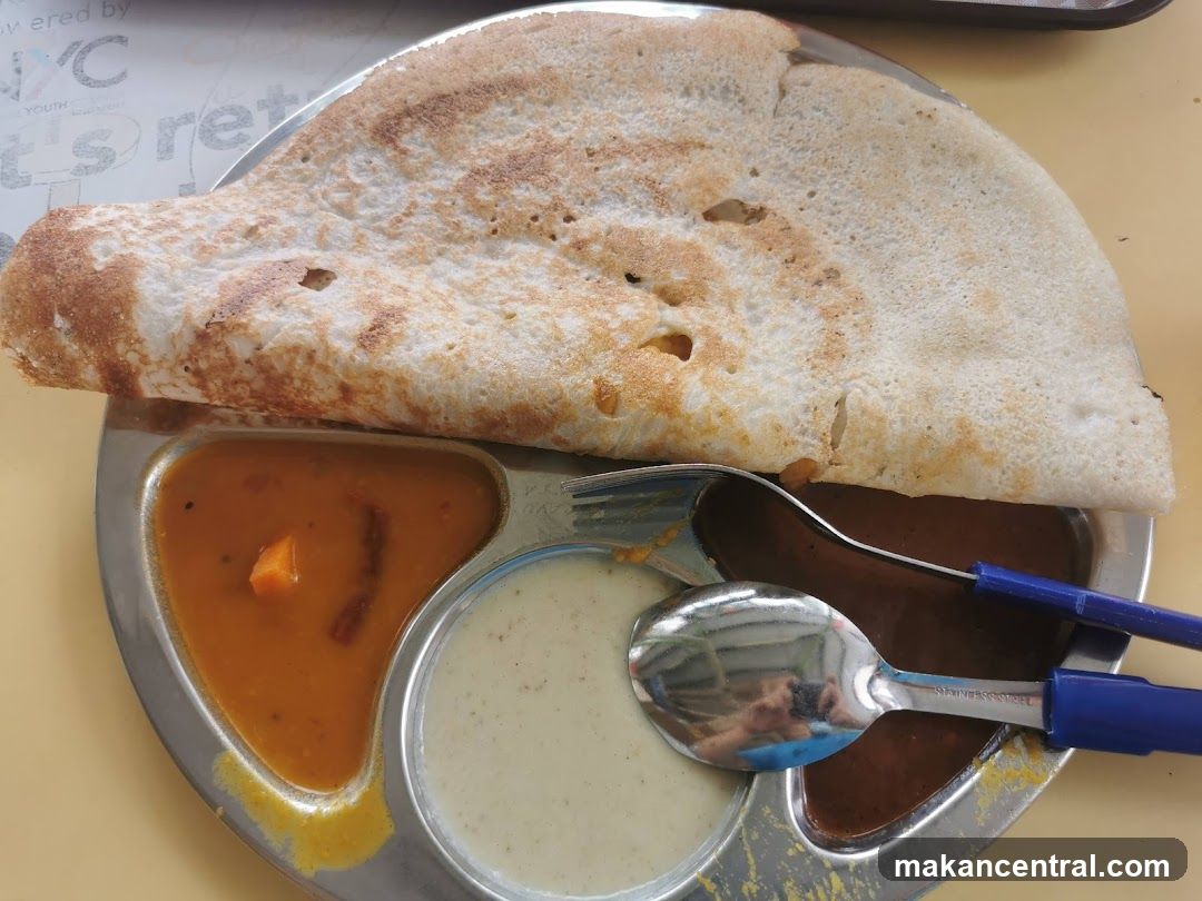 Food served on metal plate