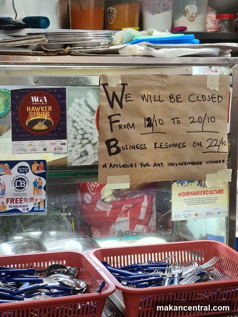 Hawker stall closure notice